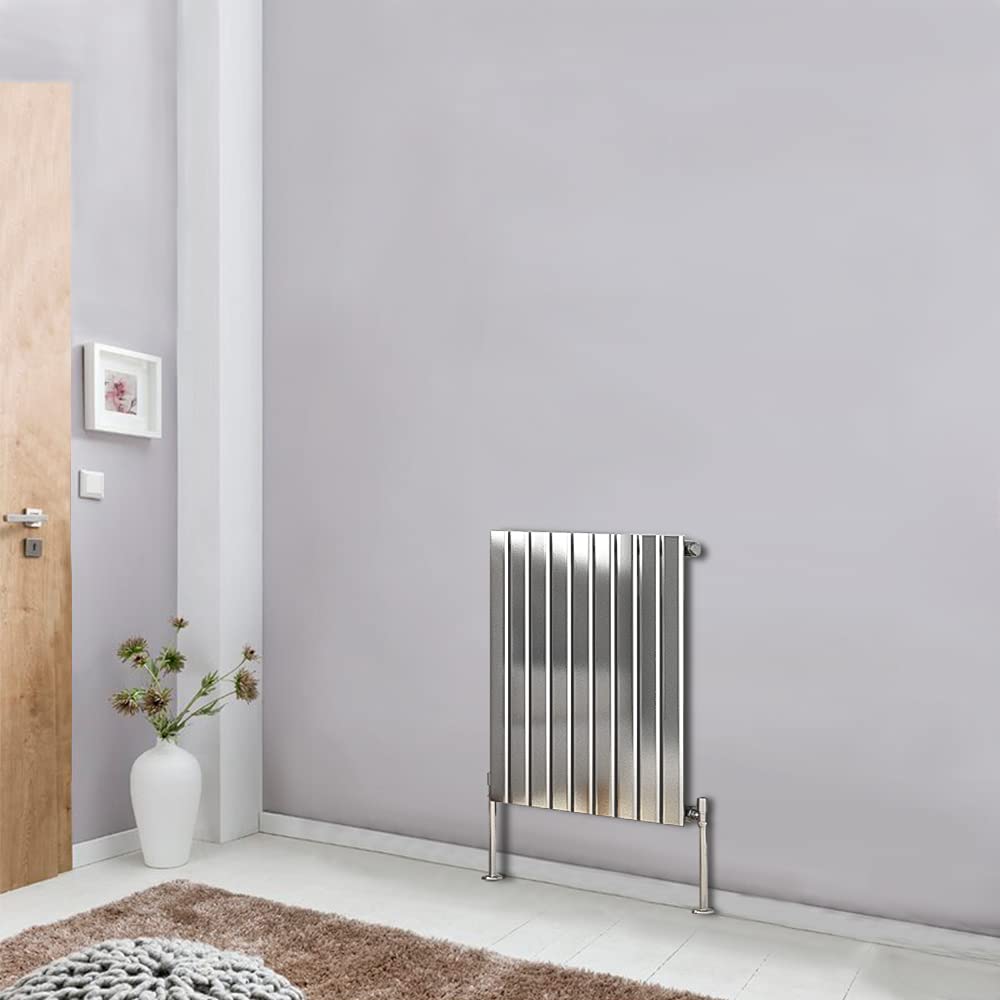 Blümme 600 x 612mm Designer Horizontal Single Flat Panel Bathroom Heater Central Heating Radiators Chrome