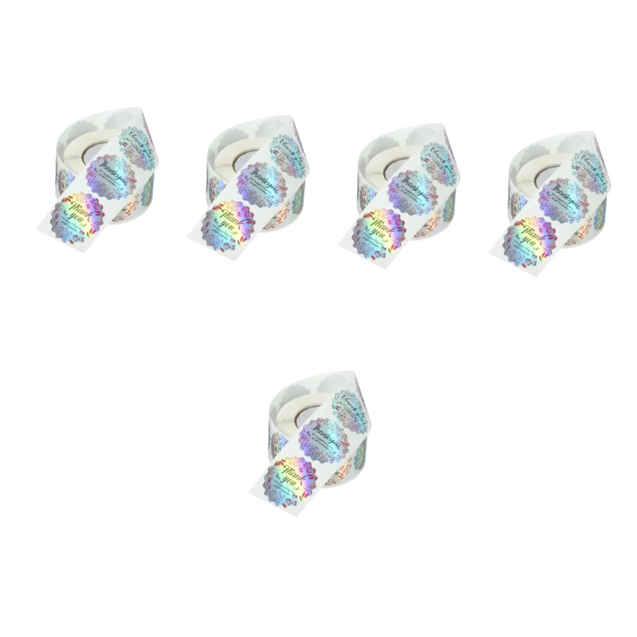 jojofuny 5 Etichette Adesive Grazie con Design Olografico Rotonde per Sigillare Regali Buste e Decorazioni per Feste e Boutique