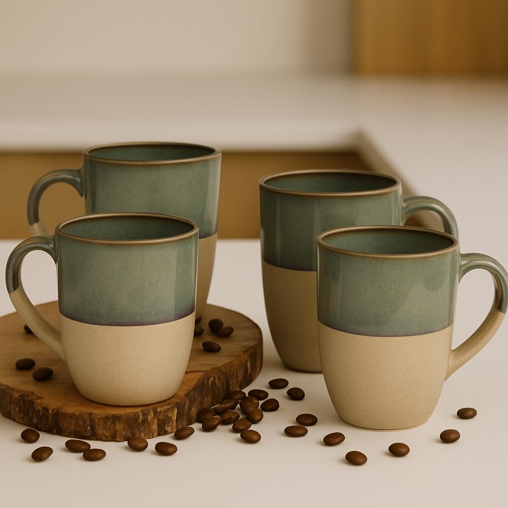 IZZYLYF 'Rustic Charm' Ceramic Coffee Mugs Set of 2 (330 ml Each) | Microwave & Dishwasher Safe Coffee Mugs with Handle for Tea, Coffee, Milk & Latte | Coffee Mugs for Gifting, Home, Cafe & Office Use 3