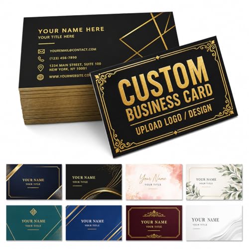 Custom Business Cards - 100 200 500 1000 Tarjetas Para Negocio Personalizadas with Logo Picture Customizable Waterproof for Small Business 300gsm Matte Paper Front & Back Sides Printed 3.5' x 2'