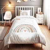 UEUEAE Kinder-Bettwäsche-Set mit Regenbogen-Blume, zweiteiliges Set, Baby-Bettwäsche, Regenbogen-Druck, Baby-Bettbezug, 200 x 250 cm