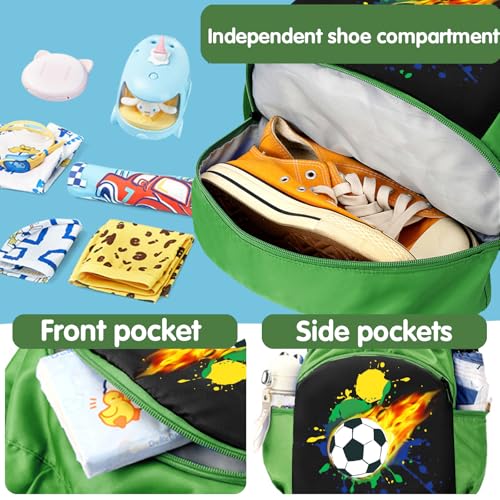 YOUYIKE Niños Mochila de Fitness, Deportiva Impermeable Bolsa de Playa, Bolsa para Viajes de Gimnasio, Adecuado Chico Chico Bolsa Deport, Mochila Con Cordón Futbol, Verde - imagen 5
