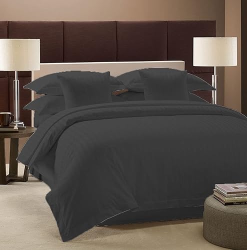 Miniatura 6 de Juego de funda de edredón de 100 % algodón egipcio de 500 hilos, patrón de rayas, 120 x 98 pulgadas (3 piezas de funda de edredón tamaño King, color