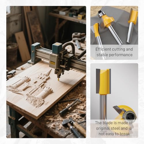 CSOOM 100PC Router Bit Set, 1/4\" Shank, Carbide Router Bit Set for Professional Woodworking, with Aluminum Case