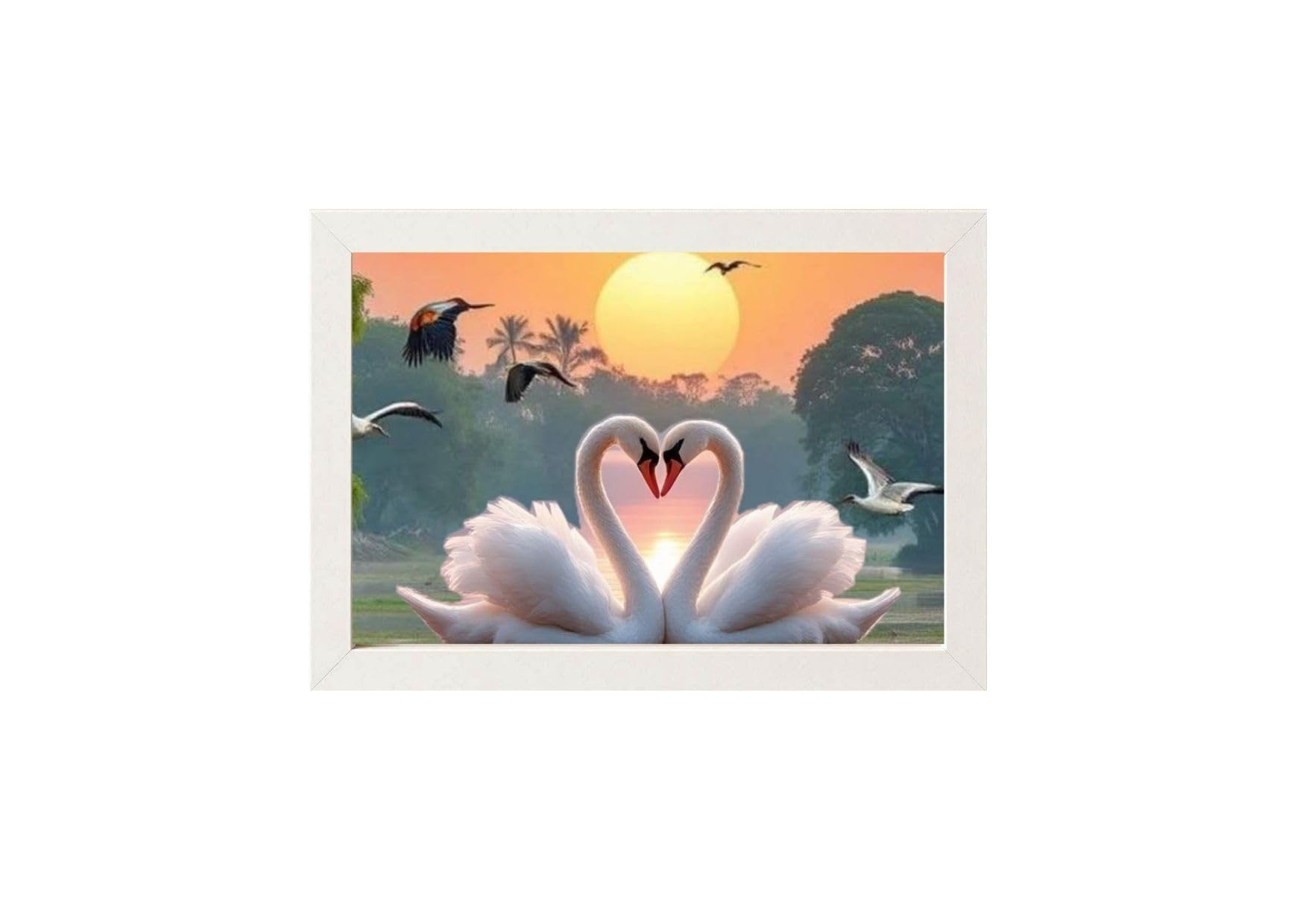 Swan Couple Sunset MDF Photo Frame White 8x12 | Wall Mountable, Plexi-Glass Cover, Vertical & Horizontal, MDF Backboard, Adjustable S-Hook-image-19