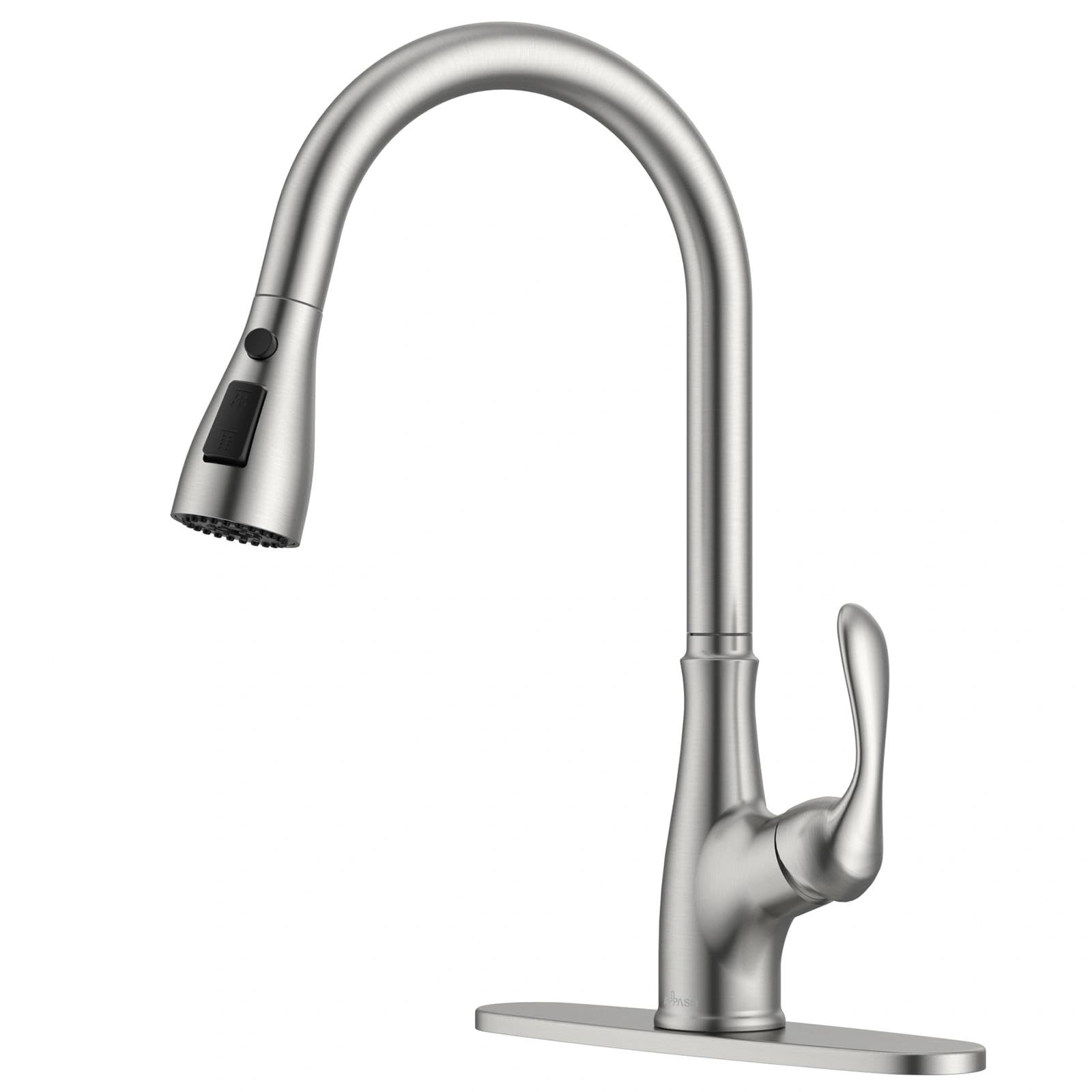 APPASO Pull Down Kitchen Faucet with Sprayer Stainless Steel Brushed Nickel - Single Handle Commercial High Arc Pull Out Spray Head Kitchen Sink Faucets