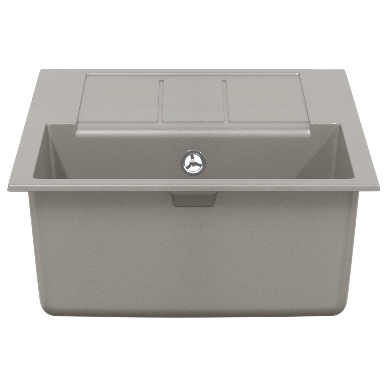 Lavabo gris 780 x 500 mm 80% cuarzo 20% resina empotrada fregadero con escurridor cesta colador desagüe para cocina, camping, autocaravana jardín