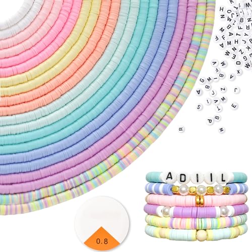 ADIIL 7200pcs Clay Beads Bracelet Making Kit 6mm Polymer Heishi Beads for Jewelry Making Friendship Bracelet Kit Birthday Gift for Adults Colorful