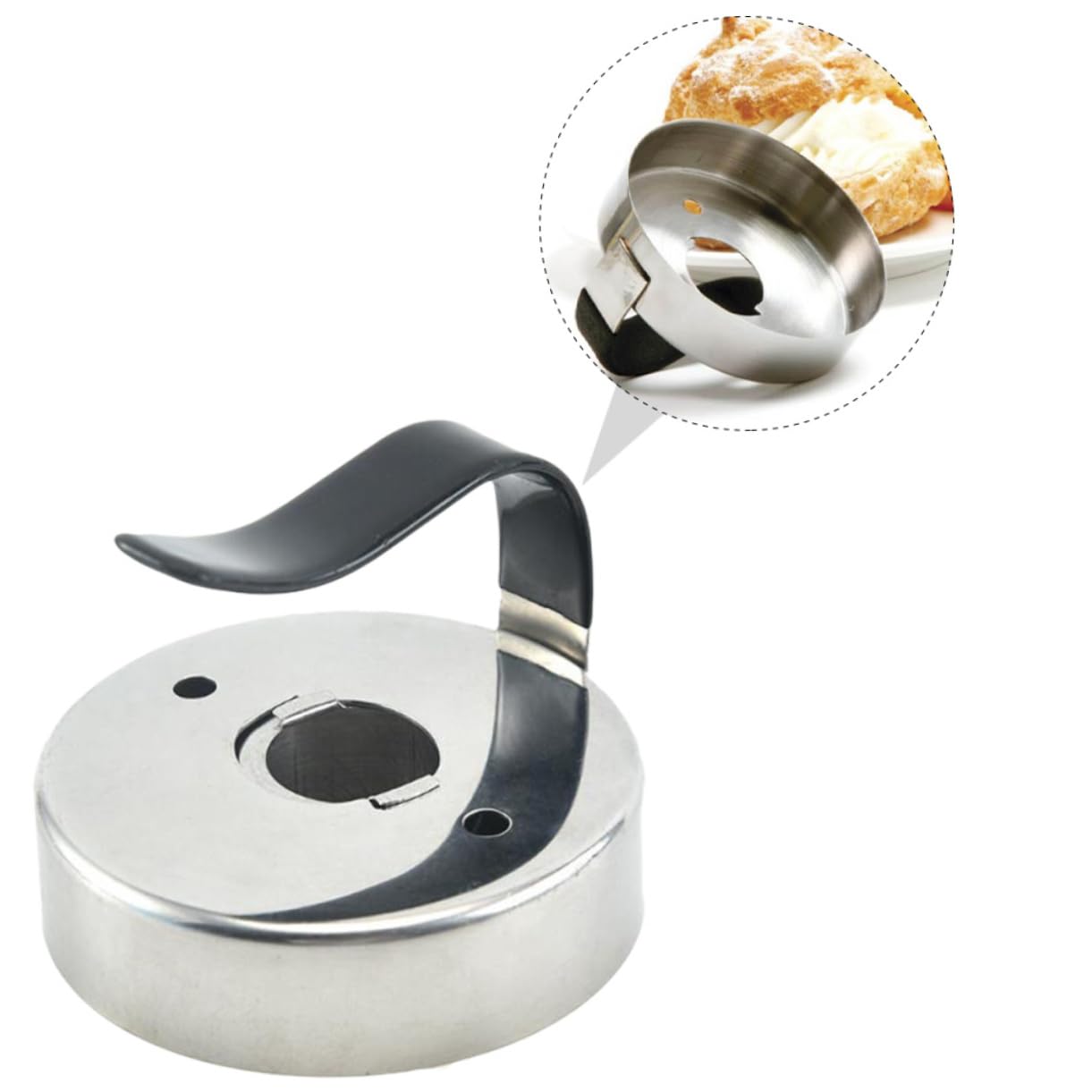 KICHOUSE 1Pc Stainless Steel Donut Cake Mold Round Mousse Cutter Baking Tool Lightweight and Multifunctional Utensil for Mousse Cake and Donuts Easy to Hold Design