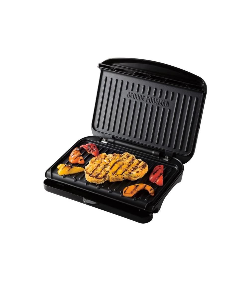 George Foreman Medium Fit Grill - Vielseitige Grillrost mit verbesserter Antihaftbeschichtung und Schnellwärmefunktion - Kombi-Grill mit Heißplatte und Toaster, schwarz 25810-56