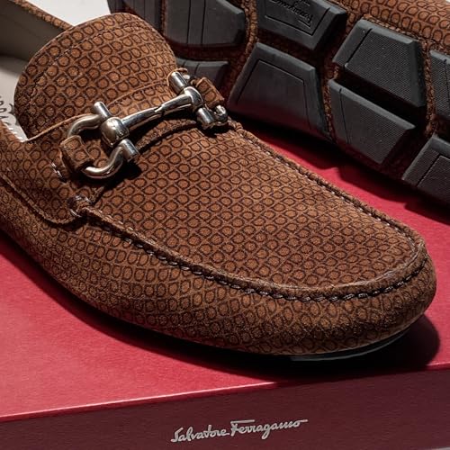 Gancini Bit Parigi 17 Brown Men's Suede Drivers Dress Loafers Moccasin (Salvatore4