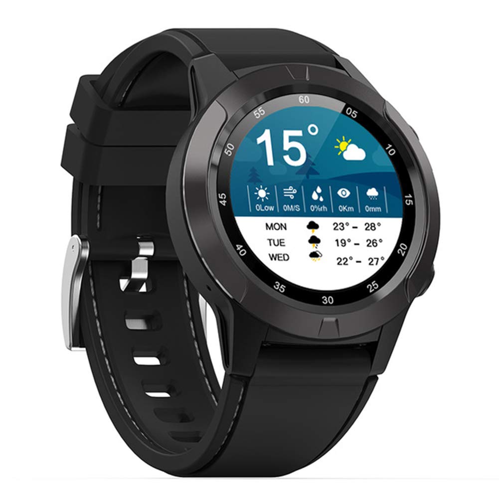 Orologio GPS da Uomo Intelligente, cardiofrequenzimetro Impermeabile Bluetooth IP67 da Donna, Orologio da Corsa con Bussola,Nero