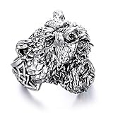★ Viking Bären-Edelstahl-Ring, Geeignet für Hiphop Biker Männer Domineering Punkring, geeignet für jeden Anlass, Groß Valentinstag, Geburtstag, Weihnachten und Halloween-Geschenk.