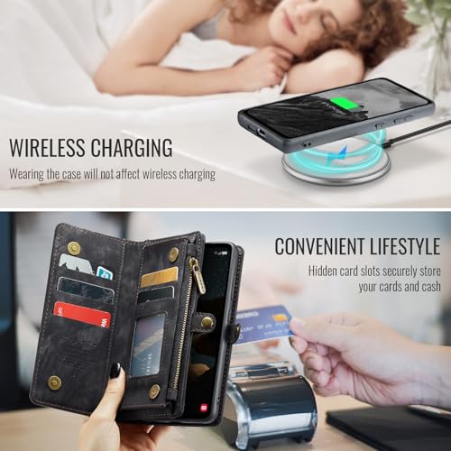 Coque Samsung S25 évite les rayures grâce au portefeuille détachable noir - 5