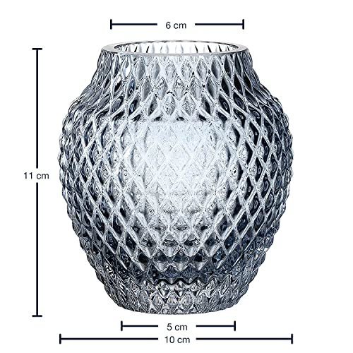 Leonardo Poesia, vaas van glas, blauw, elegante, moderne decoratieve vaas met gestructureerd oppervlak, unicaat, hoogte: 11 cm, 018668, 1 stuk - Afbeelding 4