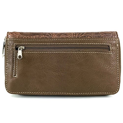 Justin West Brown Horse Embroidery Studded Concealed Carry Handbag Purse Matching Wallet (Brown Wallet)3