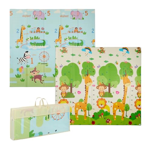 Relaxdays Spielmatte, Faltbare Kindermatte, schadstofffrei, 200 x 180 cm, XPE-Schaumstoffmatte, Krabbelmatte Baby, bunt