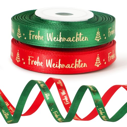 BOFUNX 2 Rollen Weihnachten Geschenkband Schleifenband Frohe...