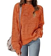 MEROKEETY Women's Crew Neck Long Sleeve Pullover Sweater Casual Loose Fall Jumper Tops Knitwear