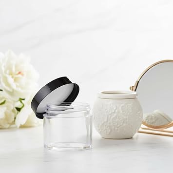 (3 pack) 2 oz / 60 ml Clear Thick Jar with Black Lid Travel Refillable Container