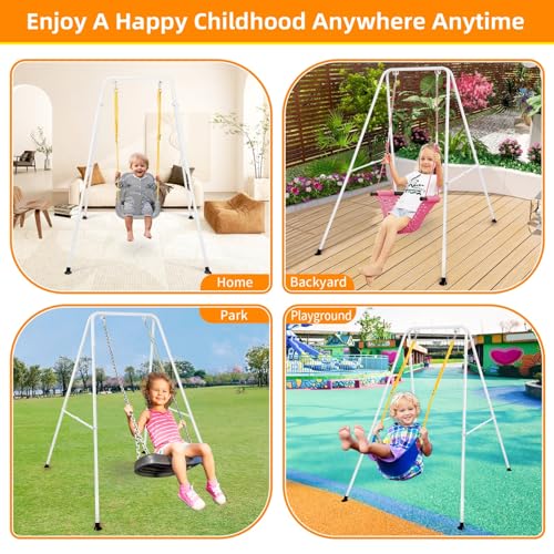 Image of Swing Stand for Kids, Foldable A-Frame Metal Frame, Indoor & Outdoor Heavy Duty Swing Stand for Most Baby Jumper /Toddler Swings /Hammock Chair, Easy to Assemble, Seat not Included