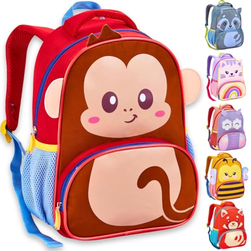Mochila Bolsa Mala Escolar Infantil Bichinhos 3D Creche Pré Fundamental Menino Menina Criança (MACACO)