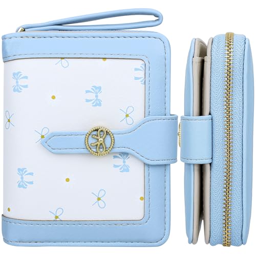Image of Farcauo Womens Wallet Cute Small Wallets for Women Blue Coquette Bow Women's Wallet Kawaii Card Wallets for Women Ladies Bow Stuff