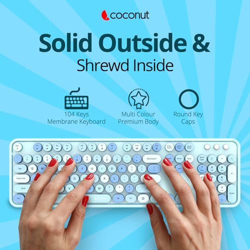 Image of Coconut Vintage Combo Retro Wireless Keyboard & Mouse 2.4G Mixed Color Keyboard Mouse Set with Round Punk 104 Keycaps (Brown)