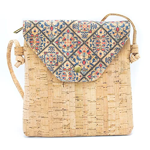 Sac à bandoulière femme petit modèle en liège vegan jaune et vert