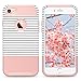 ULAK iPhone 7 Case, Stylish Design Slim Fit Hybrid Dual Layer Protective Hard Back Cover Shock Absorption TPU Bumper Girly Phone Case for Apple iPhone 7 4.7 inch, Rose Gold/Black Stripe