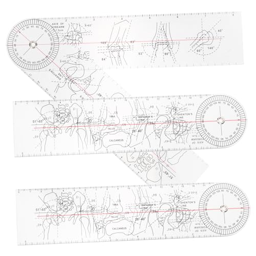 VILLCASE 3Pcs Portable Goniometer Protractor Ruler Transparent Medical Angle Measurement Tool for Accurate Joint Assessment Physical Therapy and Rehabilitation