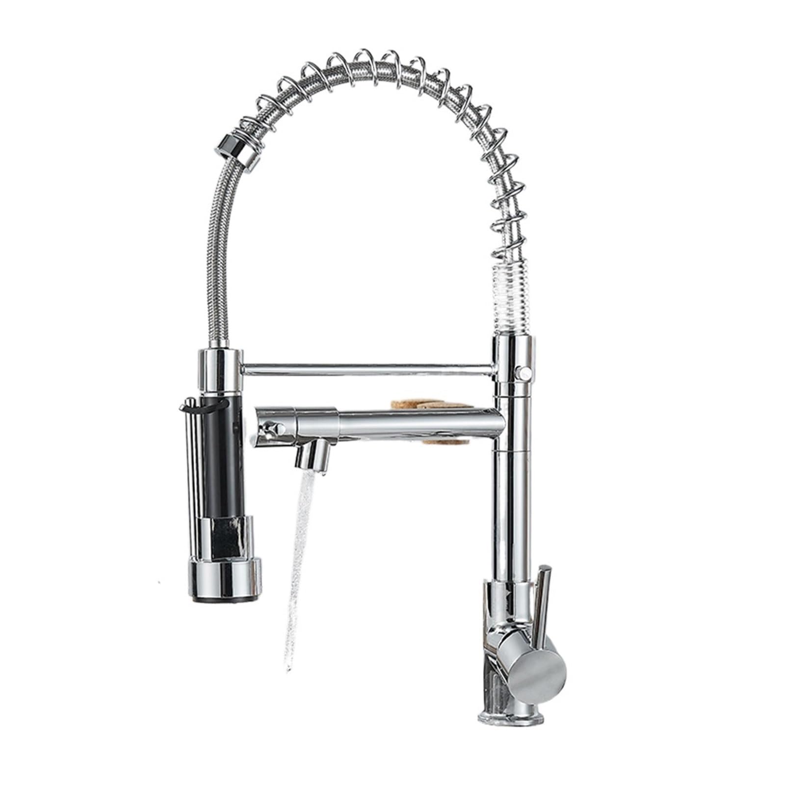 Gqnblvhzupdm Electroplated Kitchen Faucets, Spring Pull Down Kitchen Sink Faucet, 360 Degree Rotation Stream Sprayer Nozzle, Hot Cold Taps & Water Mixer(Electroplated)