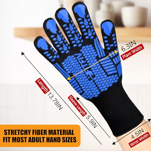 Image of BBQ Gloves, Oven Gloves, 1472F Extreme Heat Resistant Barbecue Gloves, Silicone Non-Slip Oven Mitts, Kitchen for Cooking, Grilling, and Baking