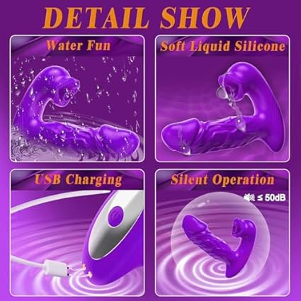 Vibradorador Mujer Juguetes Eróticos Pareja Sexuales APP Grande Dildo Realista 10X10 Modos Consoladores.. para Mujer con Vibradorador succionador de clítoris mujer con Juguete Sexualmujer (Púrpura)