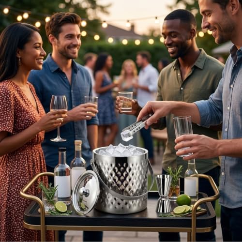 Image of FINALITY Stainless Steel Double Walled Insulated Ice Bucket (SILVER POLISH KATLI)