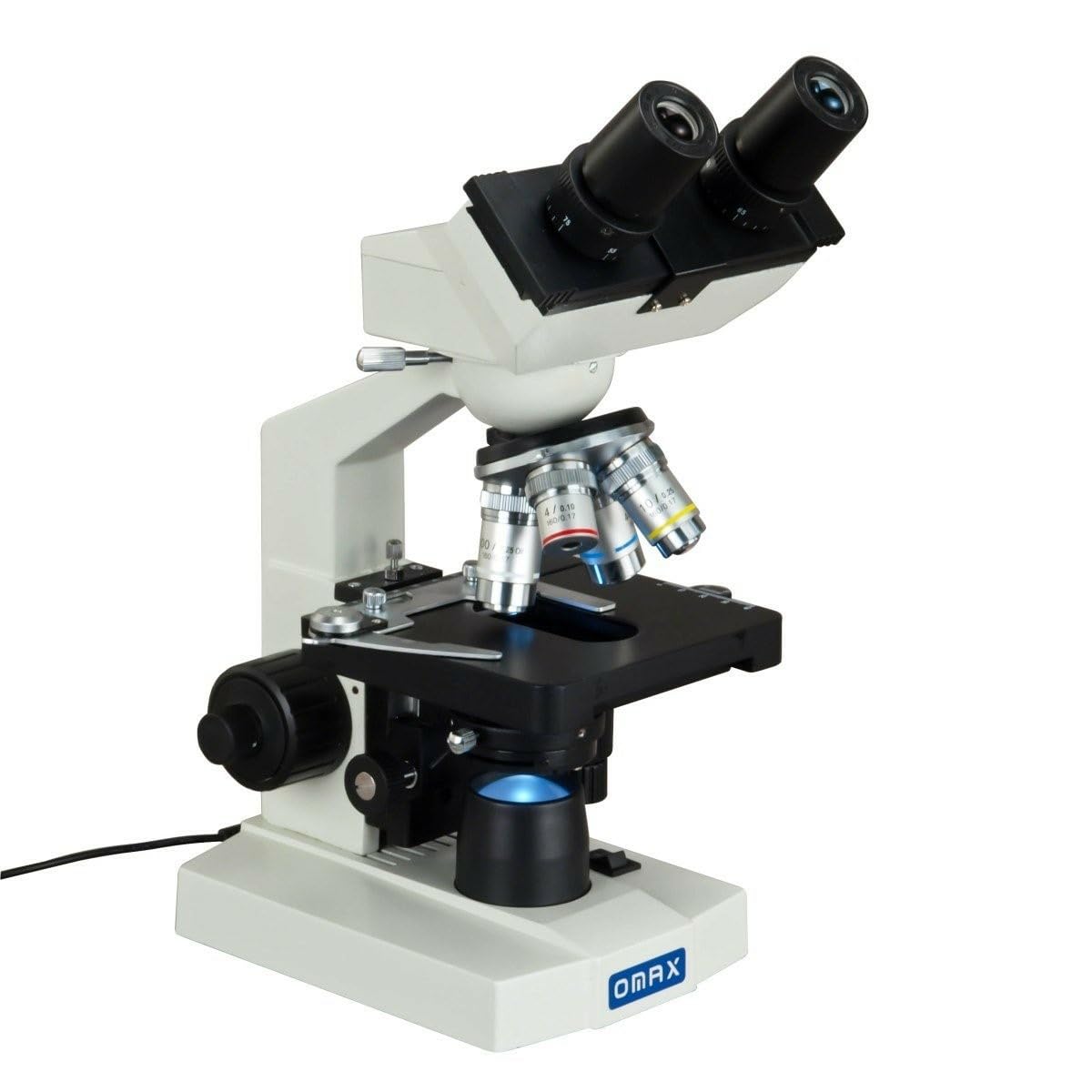 OMAX 40X-2500X Lab Binocular Biological Compound LED Microscope with 3D Mechanical Stage and Coaxial Coarse/Fine Focusing Knob