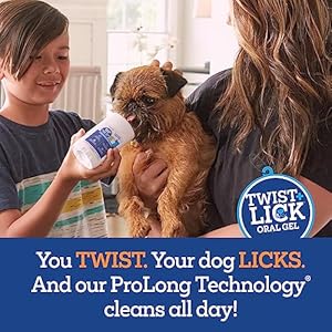 Twist and Lick Dental Gel for Dogs, Cleans Teeth and Freshens Breath for 24 Hours, Chicken Flavor, 2 oz, 30 Day Supply Twist and Lick Dental Gel for Dogs Cleans Teeth and Freshens Breath for 24 Hours Chicken Flavor 2 oz 30 Day Supply
