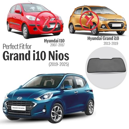 Image of Autofact Dicky Curtain for Grand i10 Nios 2019-2025 | Custom Fit Rear Windshield Sunshade | UV & Heat Protection | Foldable Mesh | Privacy & Cooling Car Accessory