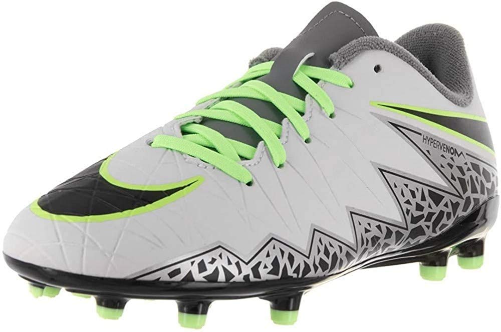 Nike Kids Hypervenom Phelon II FG Pure Platinum/Black/Ghost Green Shoes - 1.5Y