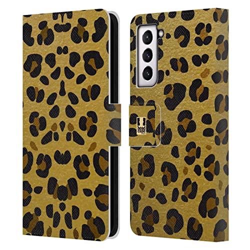 Étui portefeuille en cuir pour Samsung Galaxy S21 FE 5G Head Case Designs à imprimé animal doré