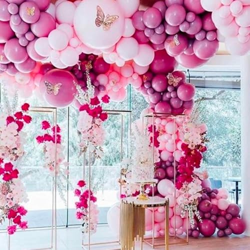 Image of PartyWoo Hot Pink Balloons 140pcs Different Sizes of 18 12 10 5 Inch Magenta Fuchsia Dark Pink Balloon Arch Kit Garland for Bridal Baby Shower Birthday Butterfly Princess Party Decorations Pink-Y39