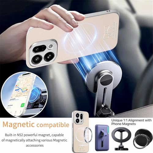 Image of for Oppo Find X9 5G Magnetic Case Butterfly Bow Pattern PU Leather + TPU + PC Shockproof Phone Cover - Beige