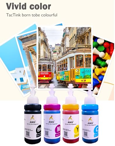 Image of ANG Refill Ink for DESKJET 2621 AIO Multi-Function Color Printer 100g Each Bottle with 4 Syringes Black + Tri Color Combo Pack Ink Cartridge