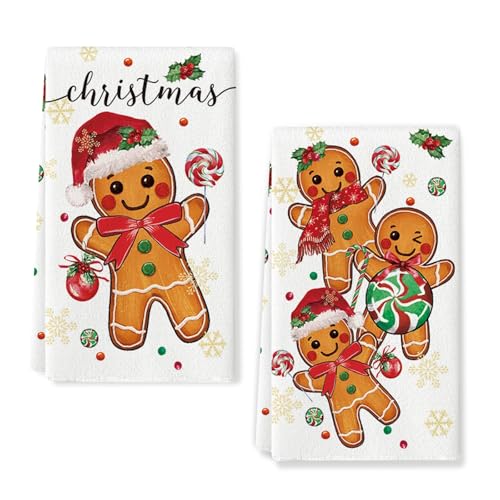NUOGUAYI 2 Piezas Toallas de Cocina Navideña, 43 x 66 cm Paños de Cocina de Microfibra, Paños de Cocina súper absorbentes, Navidad Trapos Cocina de Suaves, para Decoracion Navidad Hogar (A)