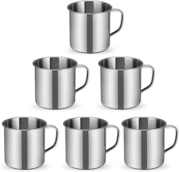 6Pcs/Set 6 CM / 2.36 Inch Stainless Steel Coffee Cup 4 oz Stainless Steel Espresso Cups Small Camping Mugs Small Metal Cups Durable Tea Mug Cups for Camping