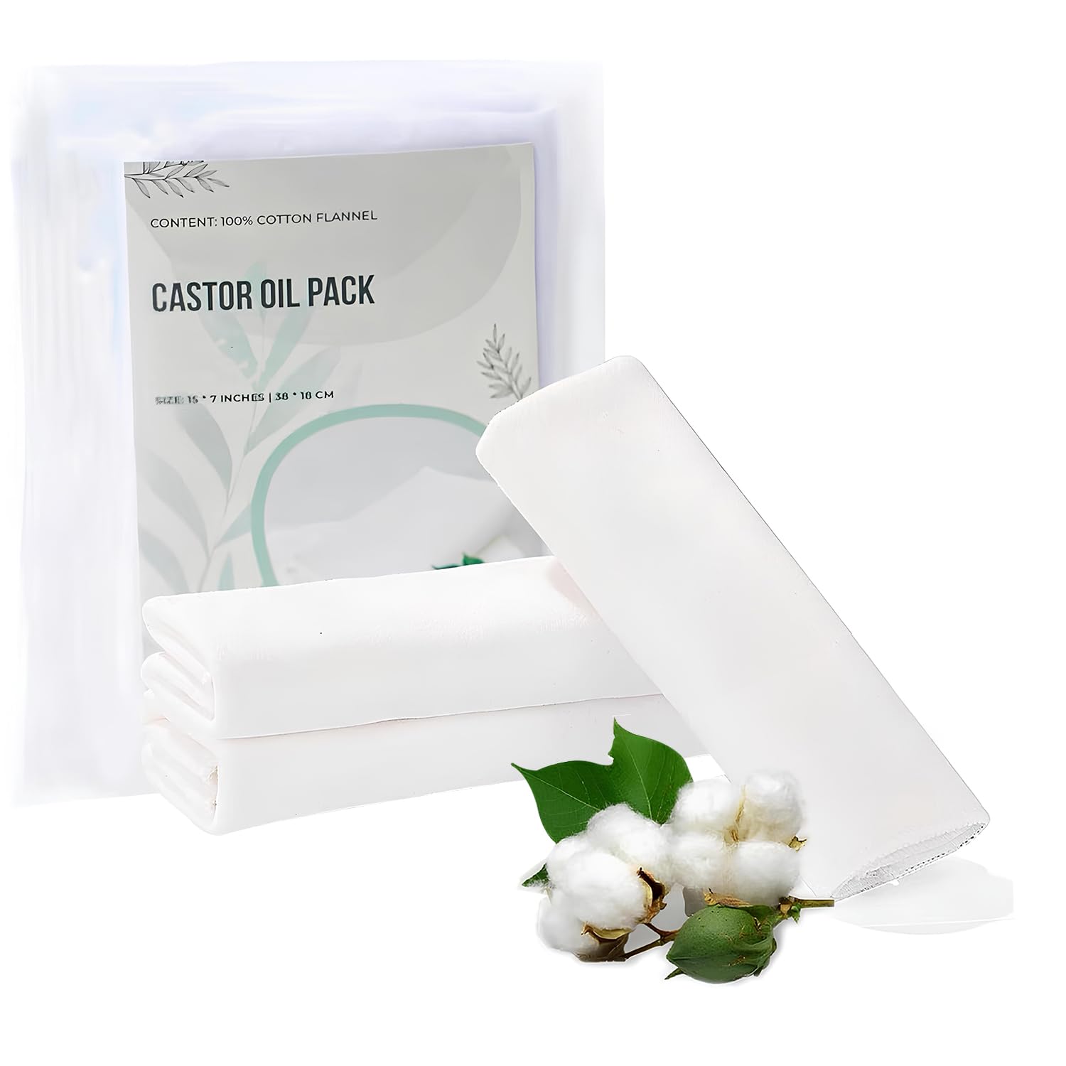 3pcs Castor Oil Pack Wrap Kit for Waist and Thyroid Neck Reusable Organic Castor Oil Compress Pads Adjustable Cotton Flannel Soft Ties Cloth