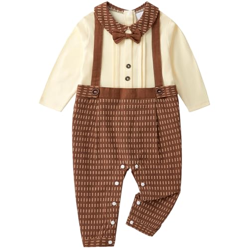Booulfi Baby Boy Outfits Pin Tack Collared Baby Boy Romper Newborn Going Home Outfit First Birthday Formal Baby Boy Clothes 0-3 months