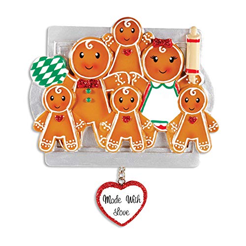 3D Gingerbread Family of 6 Christmas Ornament 2025 Personalized Family