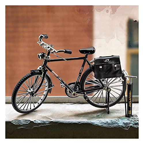 Image of 2023 New 51 Pcs DIY Retro Bicycle Model Ornament For Kids, Creative 1:10 Simulation Mini Bicycle Model Scale Kit With Inflator and Briefcase, Finger Bike Models Toys For Desktop Decoration Ornament