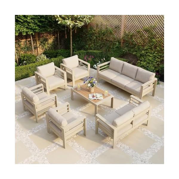 LANOX Gartenlounge Set 9 Personen Aluminium Beige
